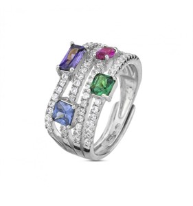 Anello a Fascia con Zirconi