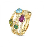 Anello a Fascia Dorato con Zirconi