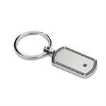 Portachiavi In Acciaio Con Decorazione Greca E Zircone Nero