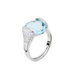 Anello in argento con cristallo acquamarina e zirconi