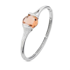 Bracciale in argento rigido con cristallo peach