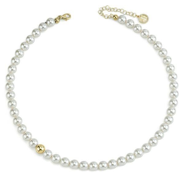 Girocollo di Perle Dorato con filo di perle grandi e boule