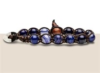 Bracciale Tibetano Tamashii Agata Blu Scuro Striata