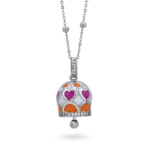 Collana con campanella portafortuna fucsia e arancione