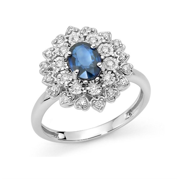 Anello in Oro 18kt con Zaffiro Blu e Diamanti