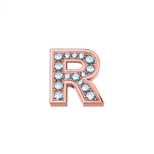 Elemento Lettera R Classica in oro rosa 18 kt.