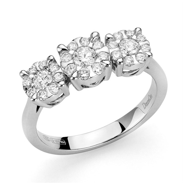 Anello Trilogy con Diamanti Griffe a Fiore ct 0,24