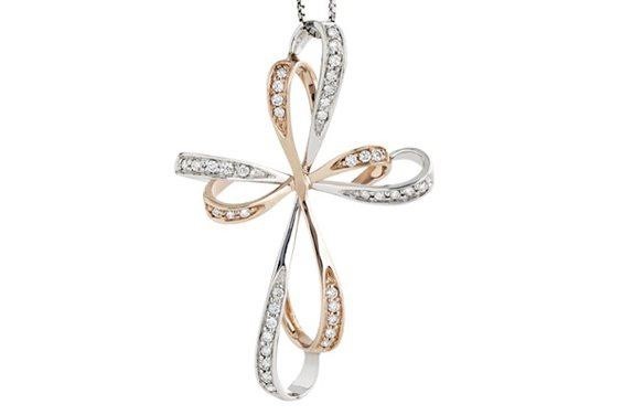 Collana Croce Ethernity Bicolore con Diamanti