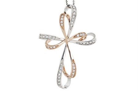 Collana Croce Ethernity Bicolore con Diamanti