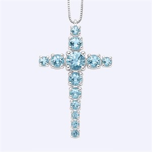 Collana Croce in Oro Bianco e Topazio ICE ct 1.58