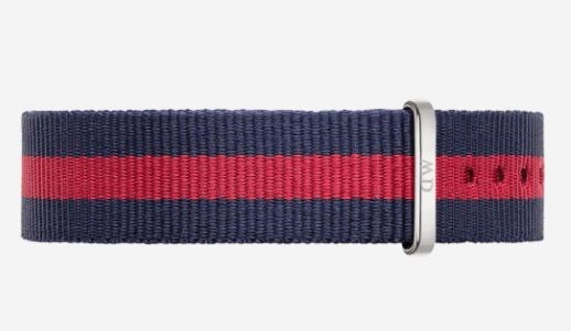 Cint. Oxford Strap silver BLU/ROSSO 12mm