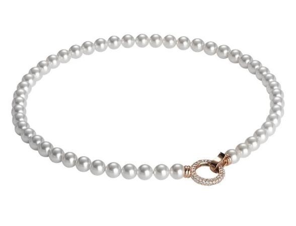 Girocollo di Perle con Chisura RosÞ e Zirconi