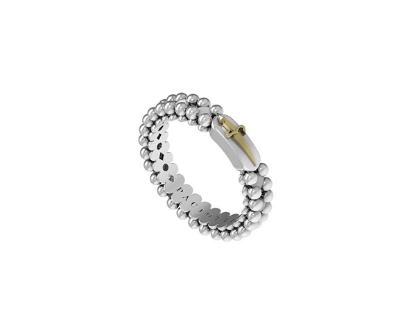 Anello in Arg. 925. Oro 18Kt, con Spinelli Neri - Mis 24