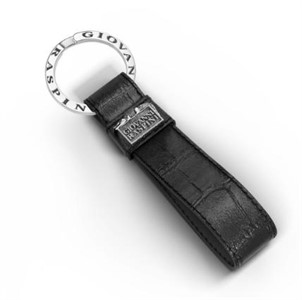 Portachiavi pelle croco Nero