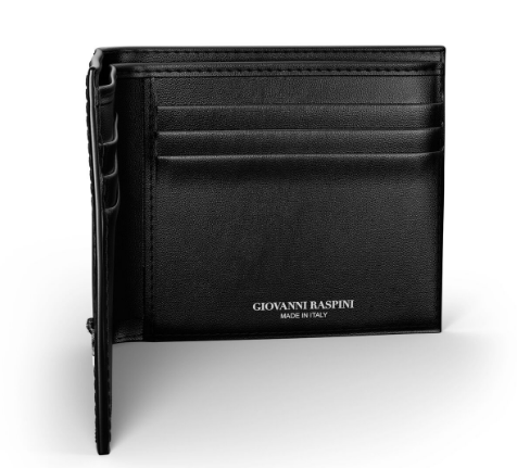 Portafoglio pelle croco Nero