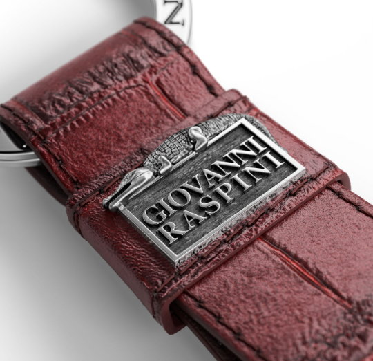 Portachiavi pelle croco Borgogna