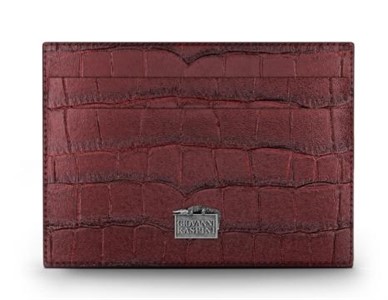 Portacarte pelle croco Borgogna