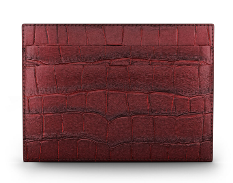 Portacarte pelle croco Borgogna