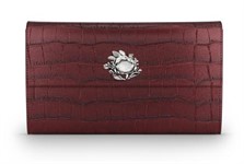 Portafoglio continental jungle pelle croco Borgogna