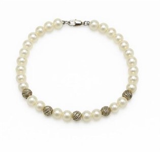 Bracciale di Perle con Sfere in Oro - mm 5/5.5