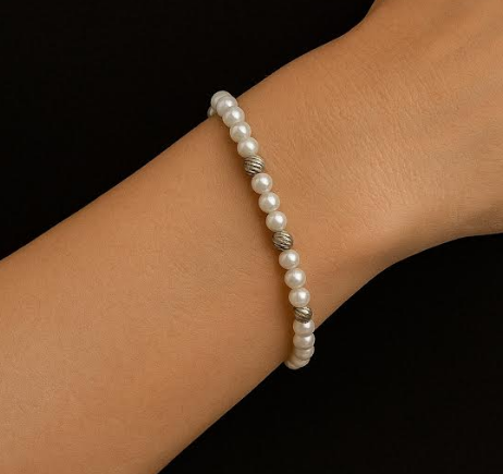 Bracciale di Perle con Sfere in Oro - mm 5/5.5