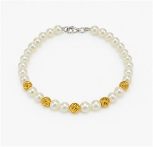 Bracciale di Perle con Sfere in Oro - mm 5/5.5