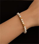 Bracciale di Perle con Sfere in Oro - mm 5/5.5