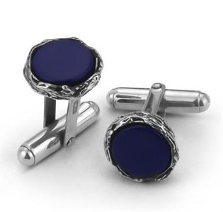 Gemelli circolari con agata blu