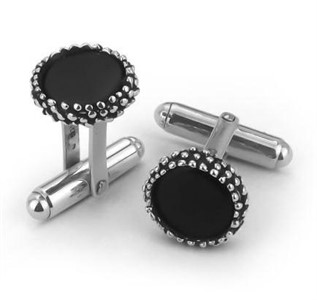 Gemelli pallinati con agata nera