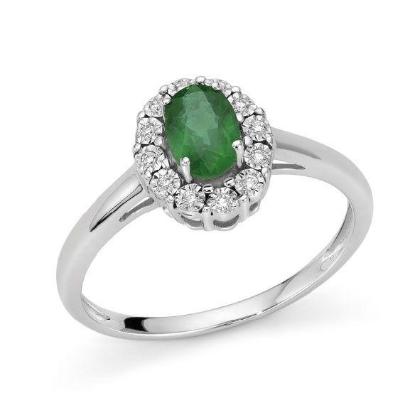 Anello Smeraldo e Diamanti oro 9kt