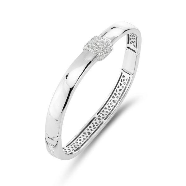 Bracciale rigido con centrale quadrato di zirconi