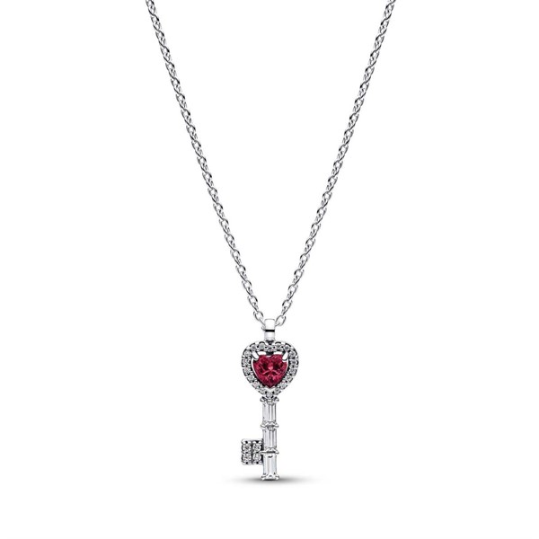 Collana Chiave con Cuore Rosso