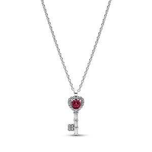 Collana Chiave con Cuore Rosso