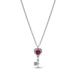 Collana Chiave con Cuore Rosso