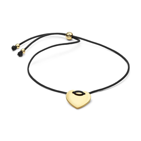 Bracciale Regolabile Cordino Nero con Cuore da incidere