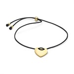 Bracciale Regolabile Cordino Nero con Cuore da incidere