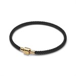 Bracciale in Corda Nera con Chiusura a Barile