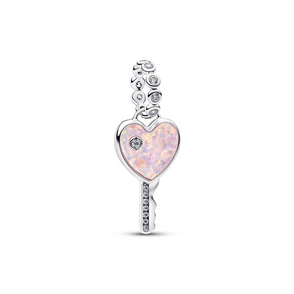 Pendente Chiave a Cuore Opale Rosa