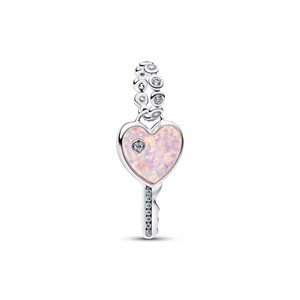 Pendente Chiave a Cuore Opale Rosa