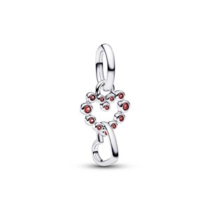 Pendente Cuori Intrecciati con Cristalli Rossi