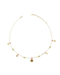 Collana Sfere Smaltate Rosa e Conchiglie