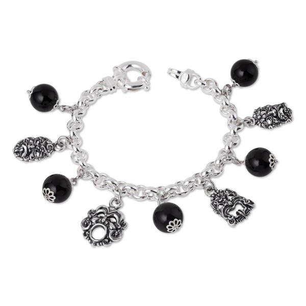 Bracciale in argento con Onice e Maschere