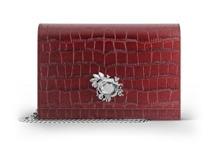 Pochette jungle pelle croco Borgogna