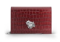 Pochette jungle pelle croco Borgogna