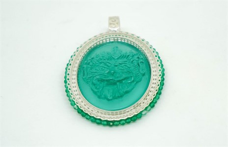 Ciondolo con Maschera in Pasta Vitrea e Zirconia Ovale