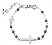 Bracciale Rosario in Acciaio con Lapis blu