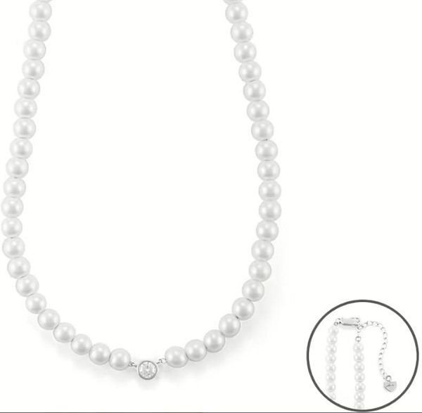 Collana in Argento con Perle e Zircone Bianco
