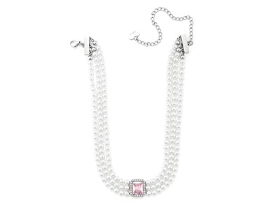 Collana Chocker con Perle e Cristallo Rosa