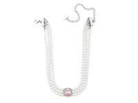 Collana Chocker con Perle e Cristallo Rosa
