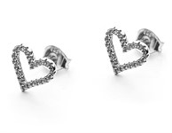 Orecchini Cuori in Argento con Zirconi